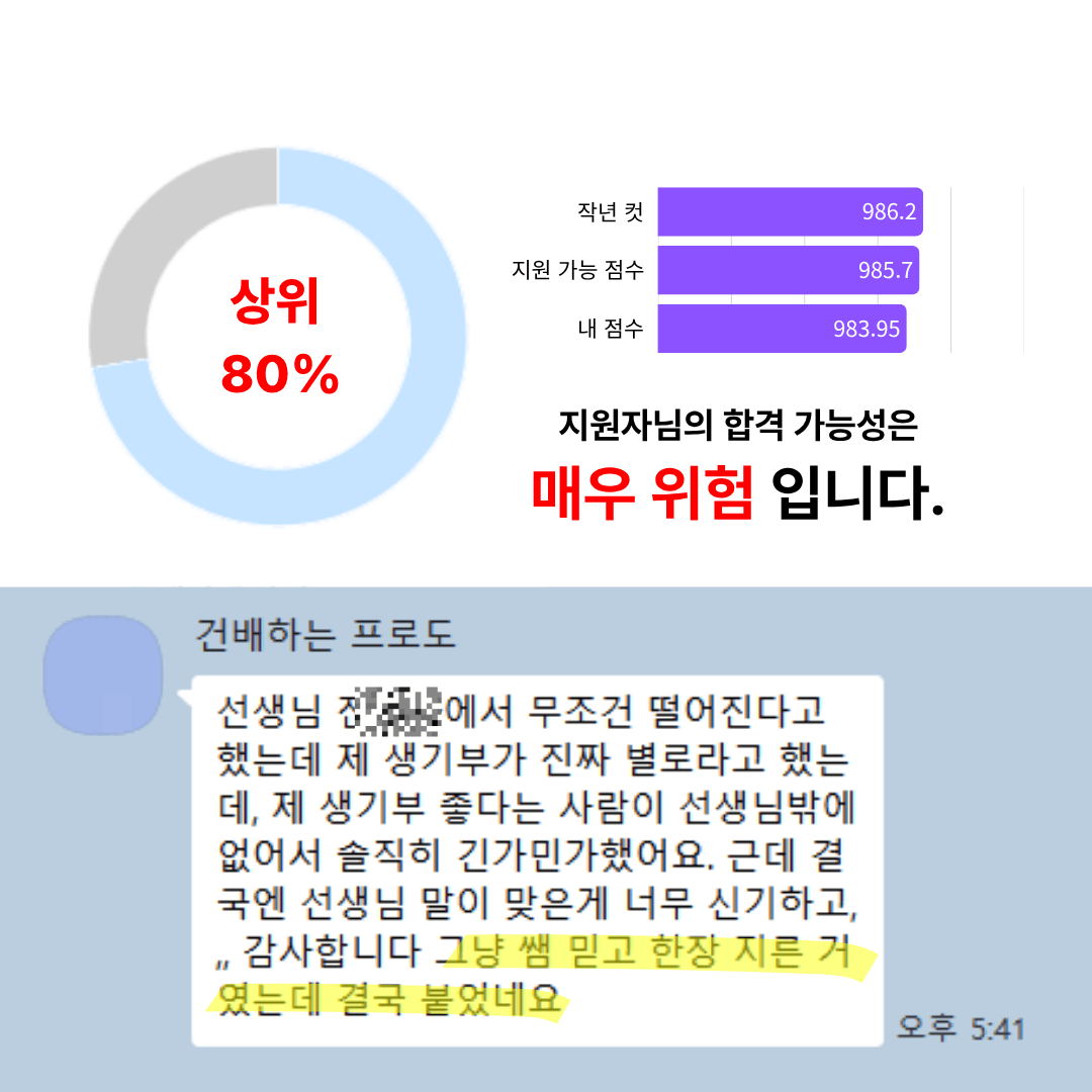 진XX, 메XX 합격 프로그램 불합격 예상 → 최종 합격 보조 사례 이미지