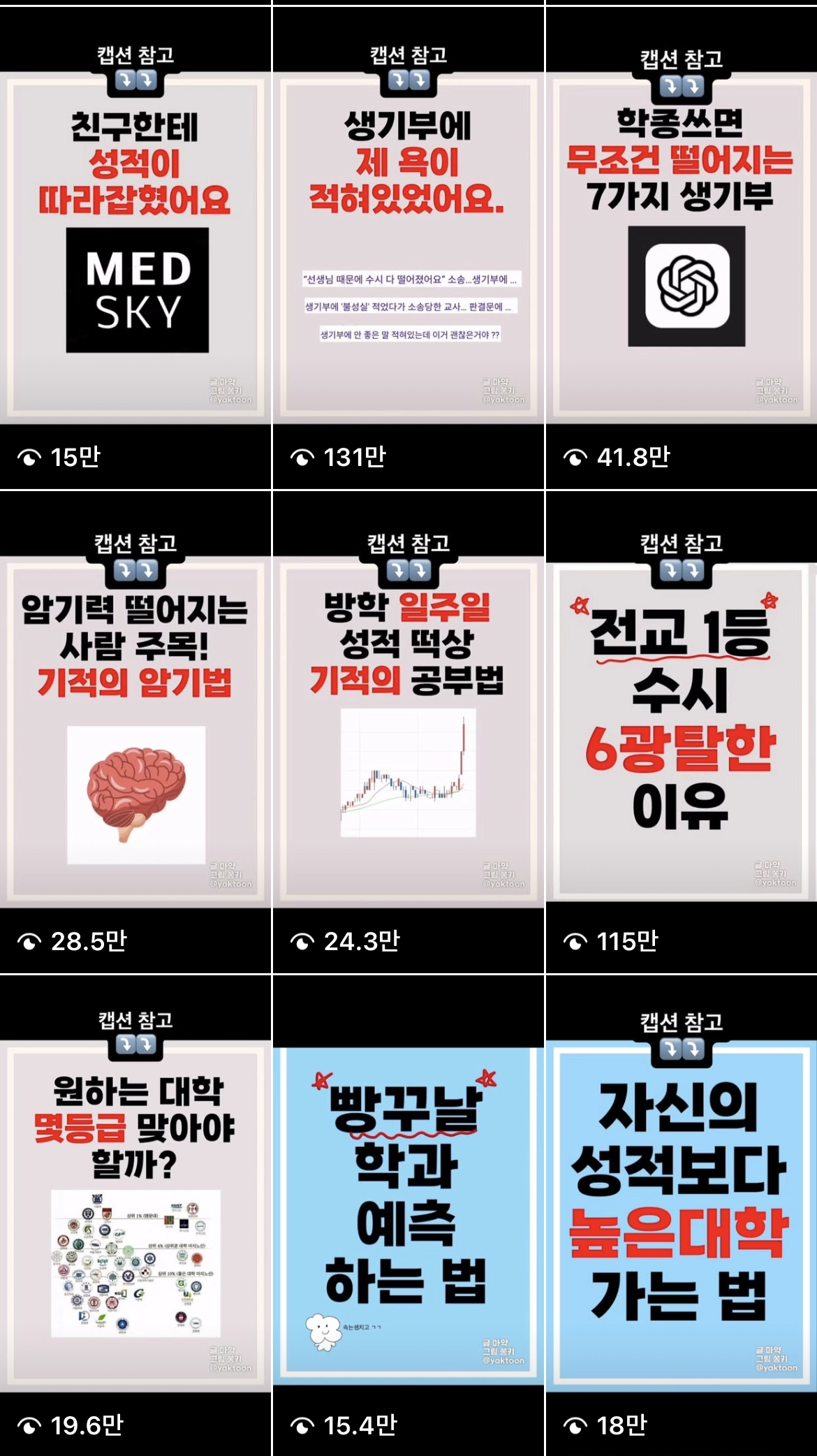 릴스 조회수 도합 2,000만 회 이상